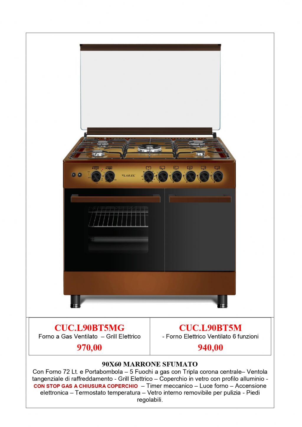 CUCINA LAREL L90BT5MG / L90BT5M MARRONE P.BOMBOLA
